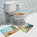 3Pcs Bathroom Set Toilet Lid Cover + Seat Pad Contour Pedestal Rug + Non-slip Bath Mat Black and White   